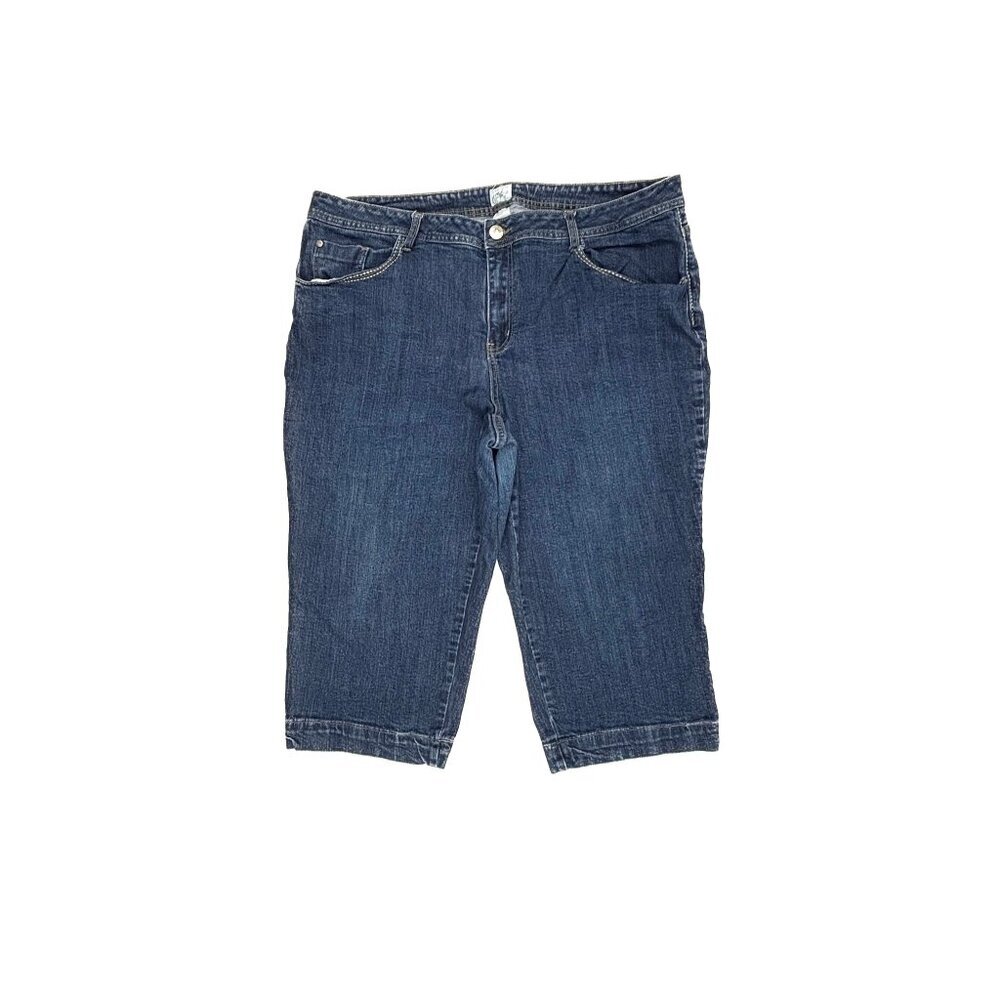 JMS Skimmer‎ Back Flap Pockets Women's size 24W Dark Wash Blue Denim jean Shorts